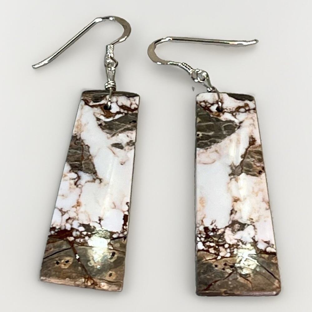 Navajo Wild Horse Turquoise and Sterling Silver Drop Dangle Earrings NEW - Picture 2 of 13